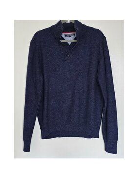 Tommy Hilfiger 1/4 Button Down Collar High Neck Cotton Pullover Jumper Sweater L